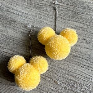 Disney Handmade Yellow Belle Thread Pom Pom Mickey silhouette earrings